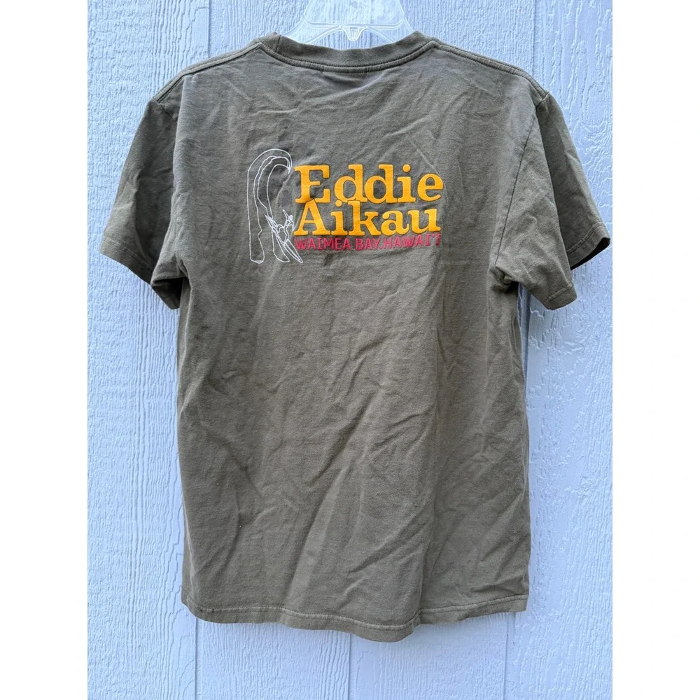 Quiksilver Eddie Aikau Waimea Bay Hawaii T-Shirt Eddie Would Go Olive Green M